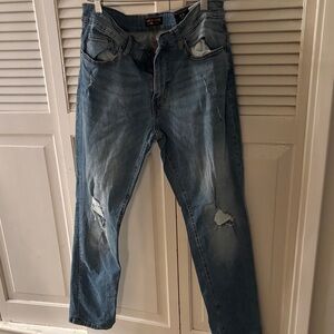 Ring of Fire Men's Light Blue Relaxed Distressed Jeans Size 33x30